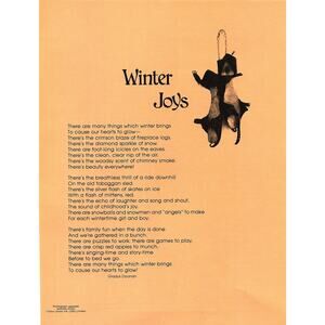 Winter Joys Gladys Doonan 1980s Poem Retro Kitsch Wall Art SG6